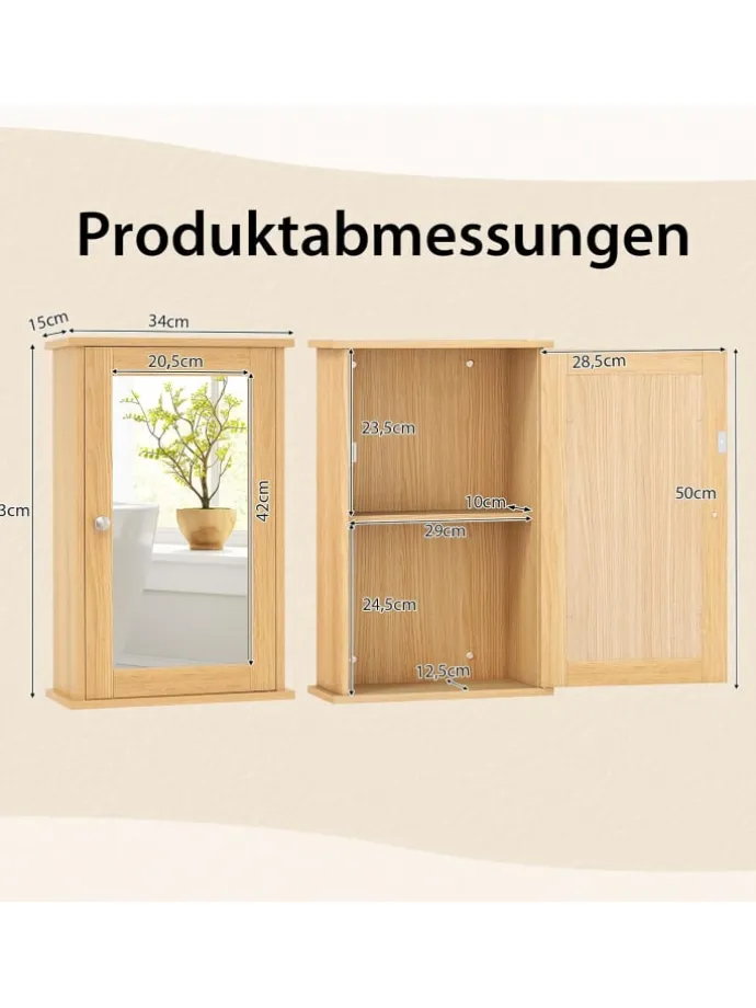 Spiegelschrank in Hellbraun