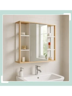 Spiegelschrank in Weiß - (B)62 x (H)64 x (T)21 cm