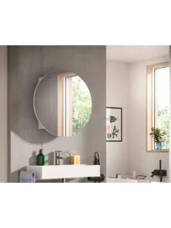 Spiegelschrank in weiß/weiß - (B) 70 x (H) 70 x (T) 18