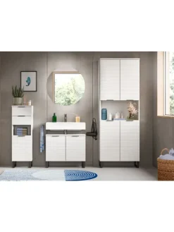 Spiegelschrank in weiß/weiß - (B) 70 x (H) 70 x (T) 18