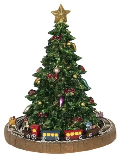 Spieluhr "Weihnachtsbaum" in Grün/ Hellbraun - (H)18 x Ø 15 cm