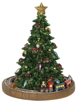 Spieluhr "Weihnachtsbaum" in Grün/ Hellbraun - (H)18 x Ø 15 cm