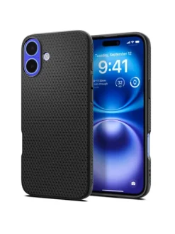 Spigen Liquid Air Hülle iPhone 16 Plus Schwarz in Schwarz