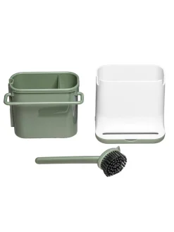 Spülbecken-Organizer in Weiß/ Grün - (B)13,5 x (H)15,5 x (T)10,5 cm