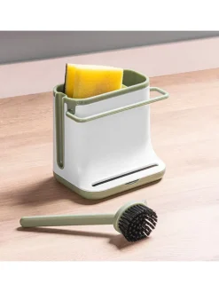 Spülbecken-Organizer in Weiß/ Grün - (B)13,5 x (H)15,5 x (T)10,5 cm