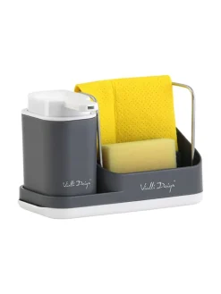 Spülorganizer in Grau mit Flüssigkeitsspender - (B)21,5 x (H)16 x (T)9 cm