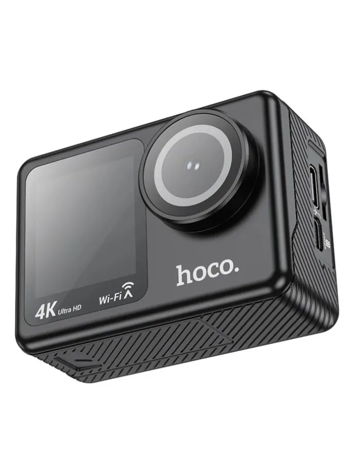 Sportkamera mit zwei Bildschirmen schwarz in Schwarz