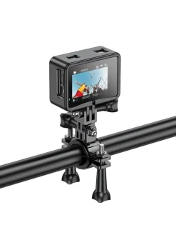 Sportkamera mit zwei Bildschirmen schwarz in Schwarz