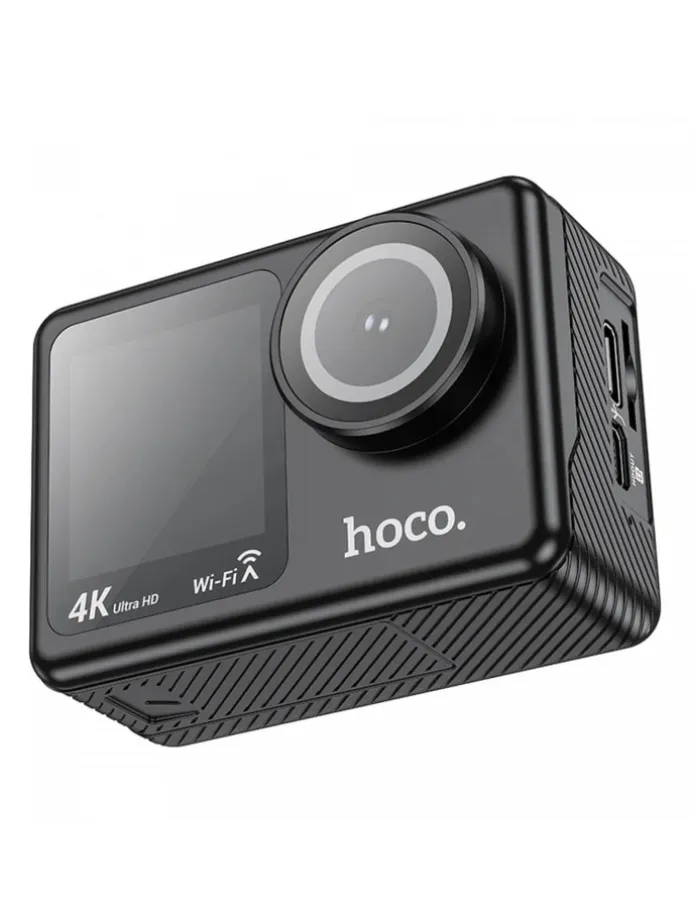 Sportkamera mit zwei Bildschirmen schwarz in Schwarz