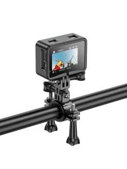 Sportkamera mit zwei Bildschirmen schwarz in Schwarz