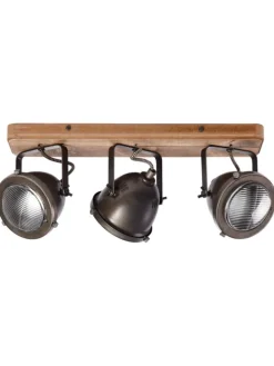 Spotbalken, 3-flammig Carmen Wood 18,5x43x11,5 cm in burned steel/holz