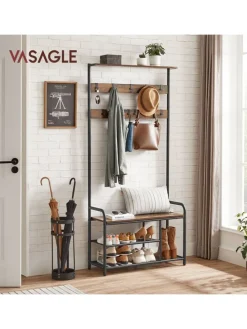 Standgarderobe in Braun/ Schwarz - (B)85 x (H)180 x (T)30 cm