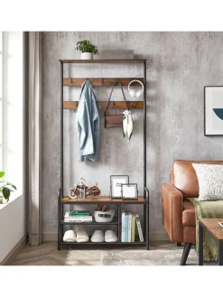 Standgarderobe in Braun/ Schwarz - (B)85 x (H)180 x (T)30 cm