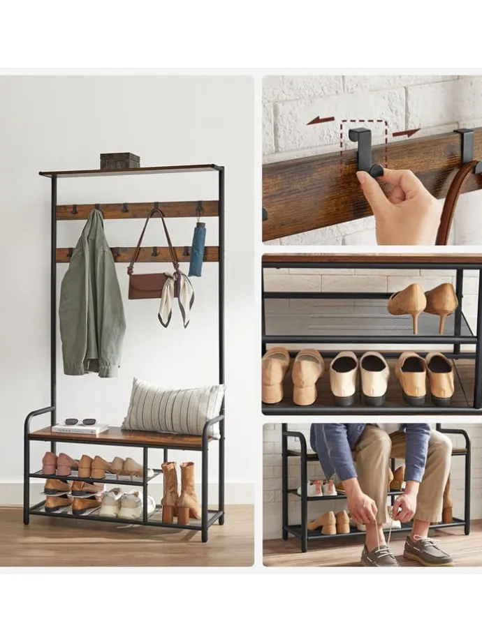 Standgarderobe in Braun/ Schwarz - (B)85 x (H)180 x (T)30 cm