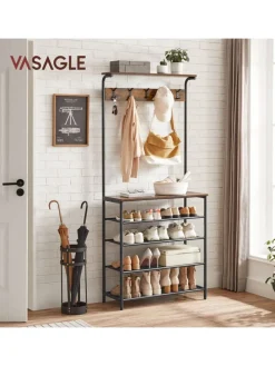 Standgarderobe in Braun/ Schwarz - (B)80 x (H)183,5 x (T)31,5 cm