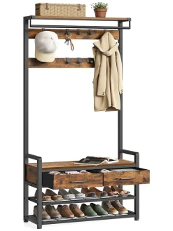 Standgarderobe in Braun/ Schwarz - (B)80 x (H)181 x (T)30 cm