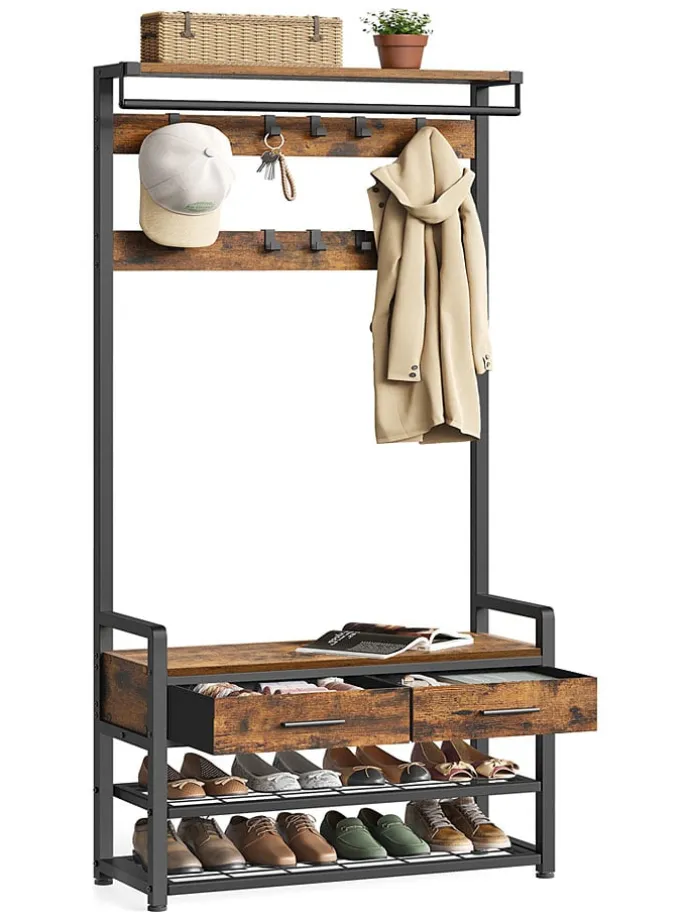 Standgarderobe in Braun/ Schwarz - (B)80 x (H)181 x (T)30 cm