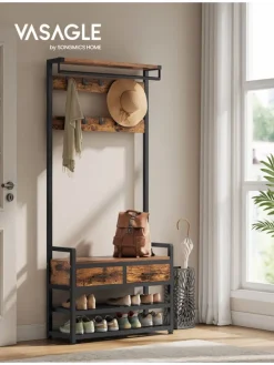 Standgarderobe in Braun/ Schwarz - (B)80 x (H)181 x (T)30 cm