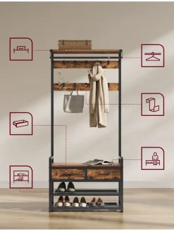 Standgarderobe in Braun/ Schwarz - (B)80 x (H)181 x (T)30 cm