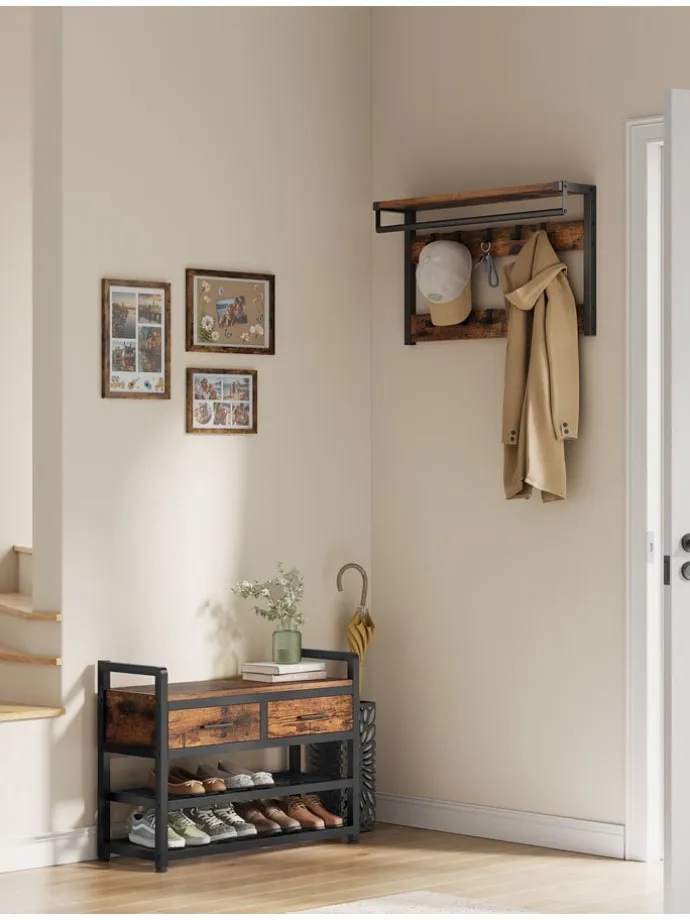 Standgarderobe in Braun/ Schwarz - (B)80 x (H)181 x (T)30 cm