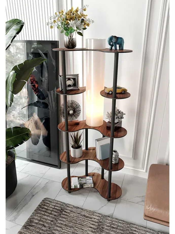 Standleuchte in Braun/ Schwarz - (B)65 x (H)150 x (T)35 cm