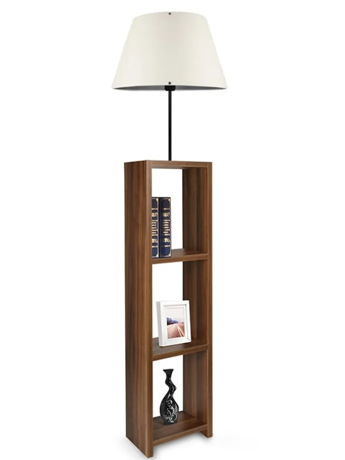 Standleuchte in Creme/ Braun - (H)150 cm