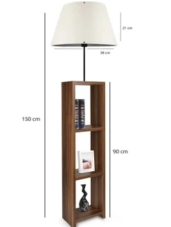 Standleuchte in Creme/ Braun - (H)150 cm