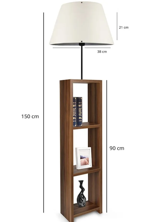 Standleuchte in Creme/ Braun - (H)150 cm