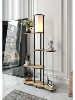 Standleuchte in Hellbraun/ Schwarz - (B)65 x (H)150 x (T)35 cm