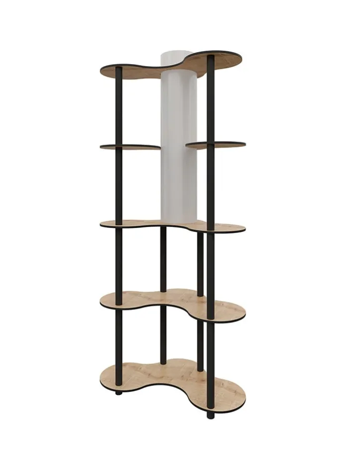 Standleuchte in Hellbraun/ Schwarz - (B)65 x (H)150 x (T)35 cm