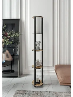 Standleuchte in Hellbraun/ Schwarz - (B)24 x (H)150 x (T)25 cm