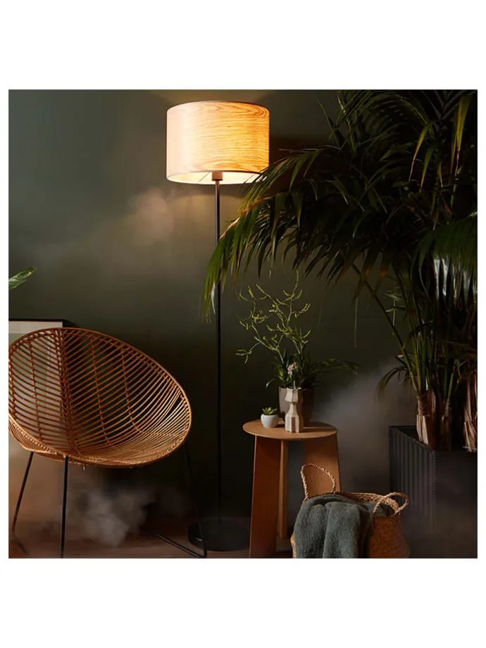 Standleuchte in Hellbraun/ Schwarz - (H)161,5 x Ø 38 cm