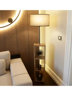 Standleuchte in Hellbraun/ Beige - (H)150 x Ø 38 cm