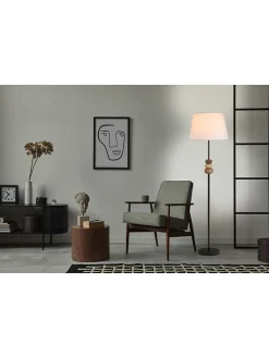 Standleuchte in Schwarz/ Braun/ Grau - (H)155 x Ø 38 cm