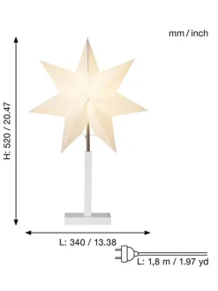 Standleuchte "Stern" in Weiß - (B)34 x (H)52 cm