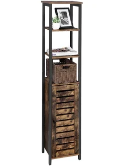 Standregal in Braun/ Schwarz - (B)37 x (H)167 x (T)30 cm