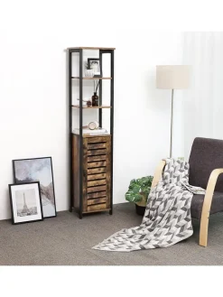 Standregal in Braun/ Schwarz - (B)37 x (H)167 x (T)30 cm