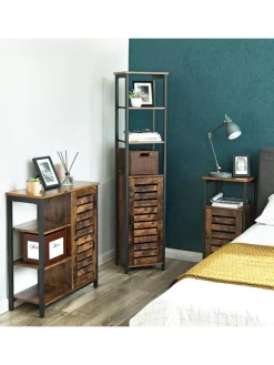 Standregal in Braun/ Schwarz - (B)37 x (H)167 x (T)30 cm