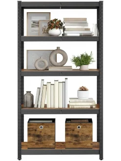 Standregal in Braun/ Schwarz - (B)90 x (H)180 x (T)40 cm