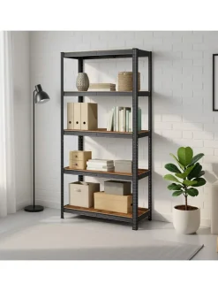 Standregal in Braun/ Schwarz - (B)90 x (H)180 x (T)40 cm