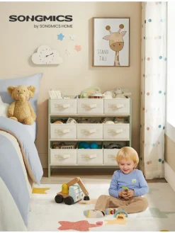 Standregal in Creme/ Hellgrün - (B)62,5 x (H)60 x (T)29,5 cm