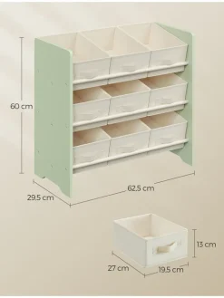 Standregal in Creme/ Hellgrün - (B)62,5 x (H)60 x (T)29,5 cm