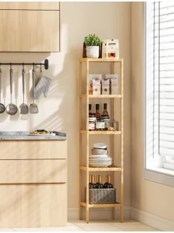 Standregal in Hellbraun - (B)33 x (H)146 x (T)33 cm