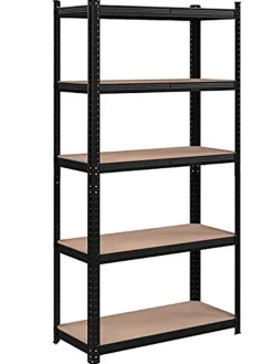 Standregal in Schwarz/ Hellbraun - (B)90 x (H)180 x (T)40 cm