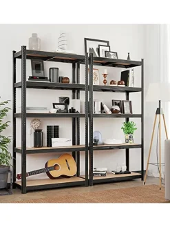 Standregal in Schwarz/ Hellbraun - (B)90 x (H)180 x (T)40 cm