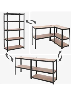 Standregal in Schwarz/ Hellbraun - (B)90 x (H)180 x (T)40 cm