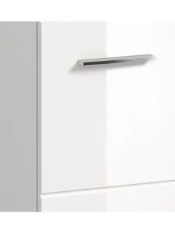 Standschrank hoch in Weiß/Weiß Hochglanz - (B) 30 x (H) 110 x (T) 30