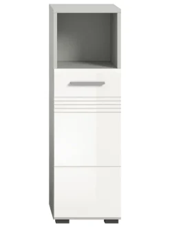 Standschrank in hellgrau/weiß hochglanz - (B) 30 x (H) 95 x (T) 30