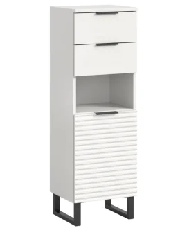 Standschrank in weiß/weiß - (B) 35 x (H) 110 x (T) 34