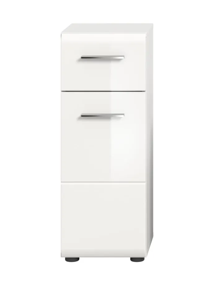 Standschrank in Weiß/Weiß Hochglanz - (B) 30 x (H) 80 x (T) 30